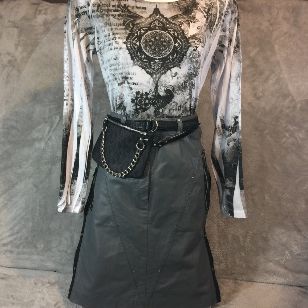 Leather Gray Harley Davidson Skirt